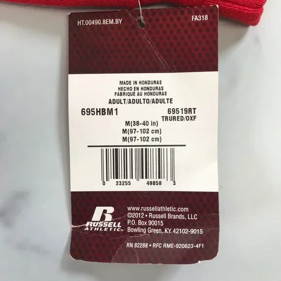 Vintage Russell Athletic Hoodie Sweatshirt Mens Medium Red Cotton Blend - Picture 7 of 10